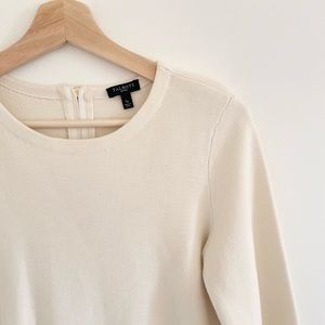 Talbots cream knit sweater with ribbed trim